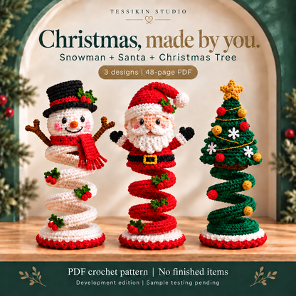 Christmas Spiral Trio Crochet Pattern PDF - Snowman, Santa & Tree
