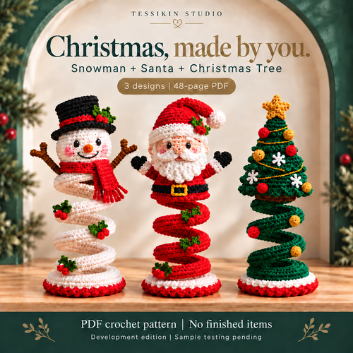 Christmas Spiral Trio Crochet Pattern PDF - Snowman, Santa & Tree