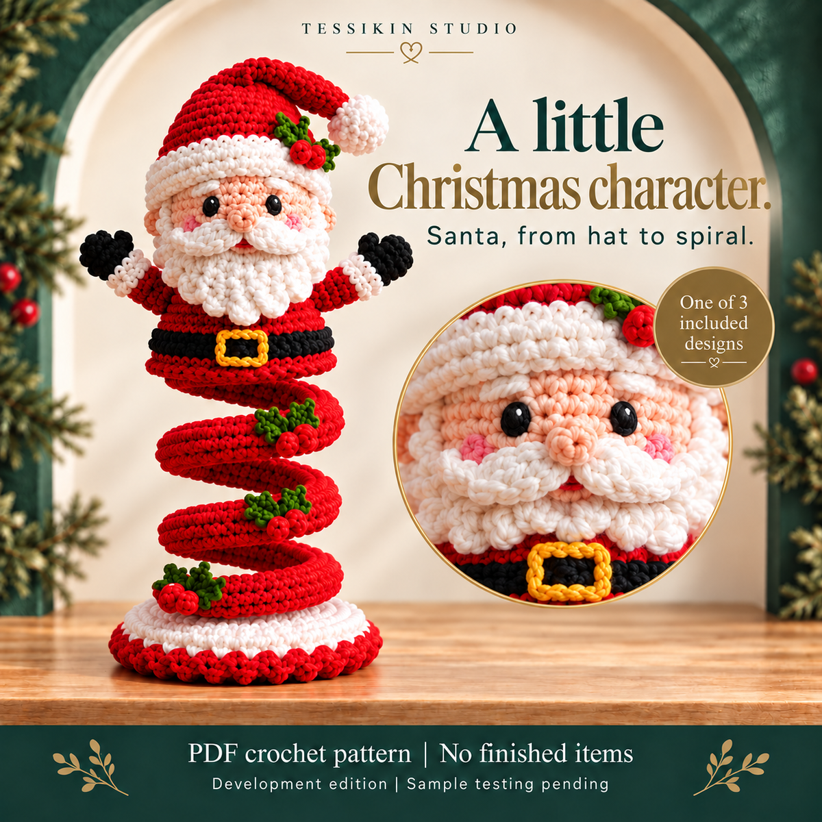 Christmas Spiral Trio Crochet Pattern PDF - Snowman, Santa & Tree