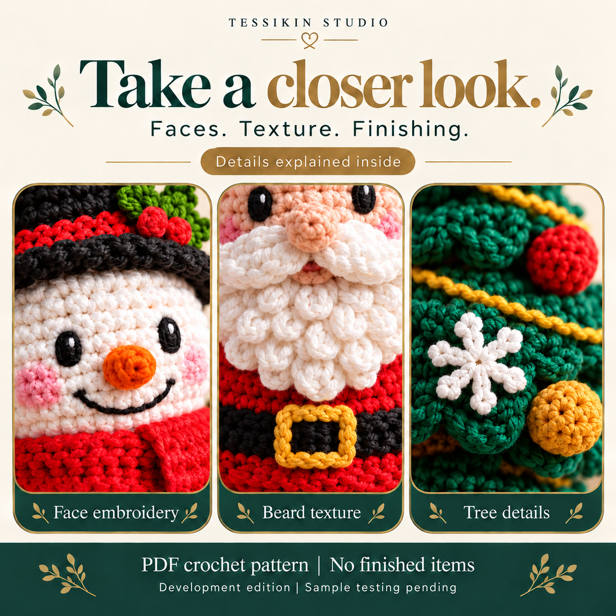 Christmas Spiral Trio Crochet Pattern PDF - Snowman, Santa & Tree
