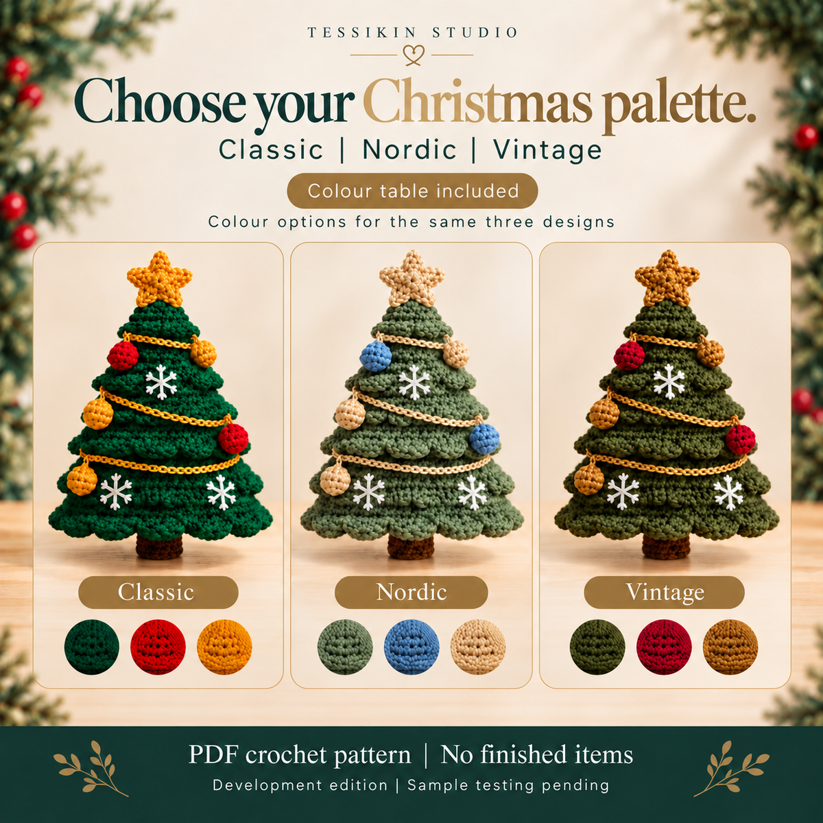 Christmas Spiral Trio Crochet Pattern PDF - Snowman, Santa & Tree