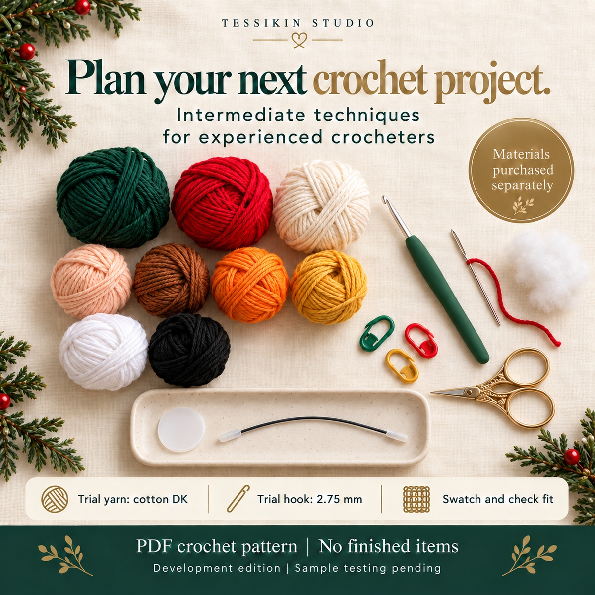 Christmas Spiral Trio Crochet Pattern PDF - Snowman, Santa & Tree