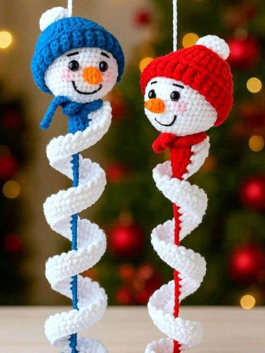 Modèle de crochet de bonhomme de neige Wind Spinner en anglais. – Décoration de Noël Amigurumi