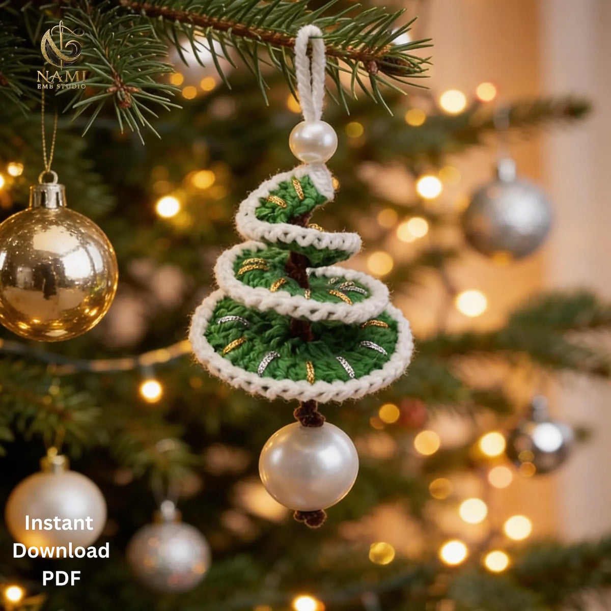 Sapin de Noël en spirale au crochet motif PDF, motif de sapin de Noël au crochet pour débutant, décoration des fêtes, décoration de Noël en téléchargement numérique