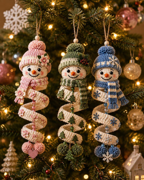 Modèle de bonhomme de neige au crochet (PDF), Modèle d'ornement en spirale amigurumi, Tutoriel de crochet bonhomme de neige de Noël