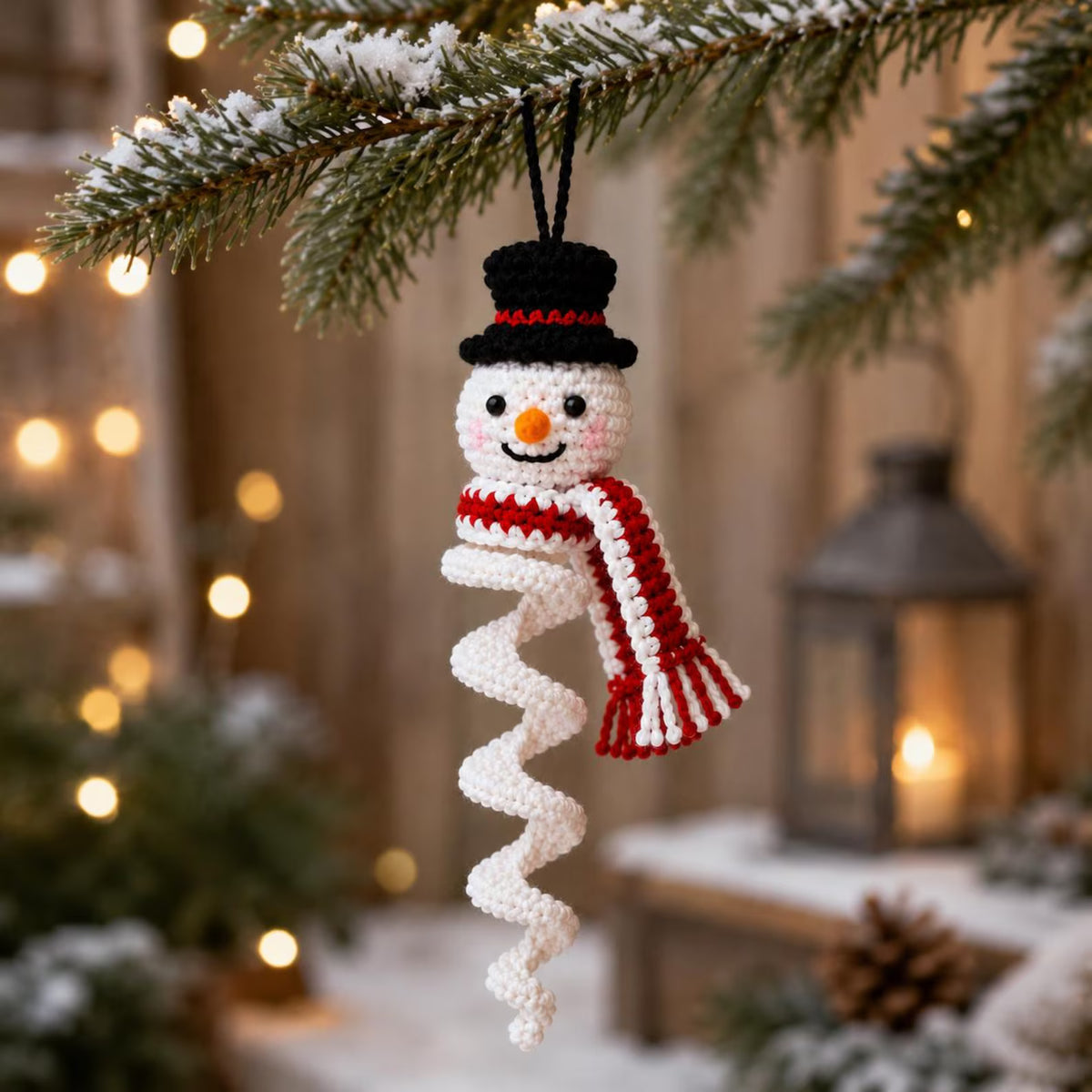 Spiral Snowman Crochet Pattern, Christmas Hanging Ornament, Winter Holiday Decor, Digital PDF Download